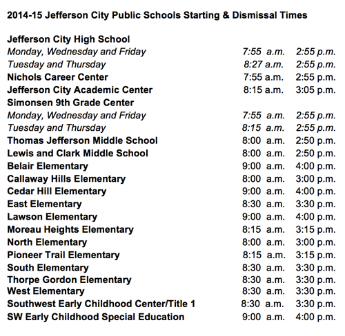 Start End Times Start End Times All Schools 