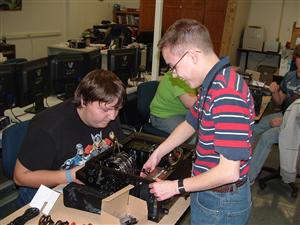 Comp Tech students building a computer 